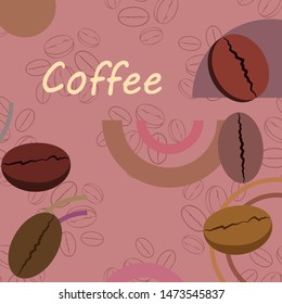 Coffee grains. Drinks menu for restaurant, vector background.