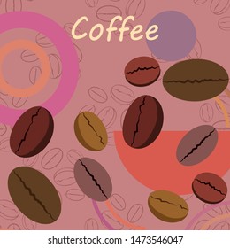 Coffee grains. Drinks menu for restaurant, vector background.