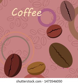 Coffee grains. Drinks menu for restaurant, vector background.
