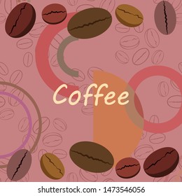 Coffee grains. Drinks menu for restaurant, vector background.