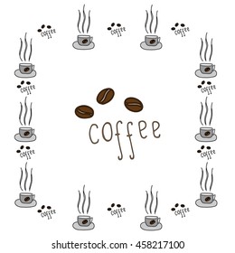 Coffee with grains isolated on the white background