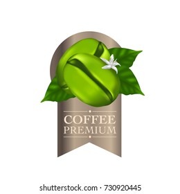 coffee grains and leaves vector illustration.