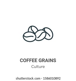 Coffee grains outline vector icon. Thin line black coffee grains icon, flat vector simple element illustration from editable culture concept isolated on white background