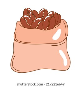 granos de café en icono de saco aislado