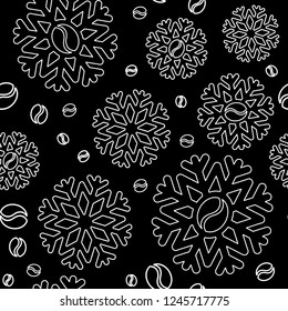 coffee grains and snowflakes