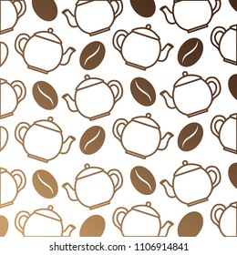 coffee grains and teapot pattern
