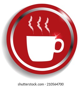 Coffee green button vector icon