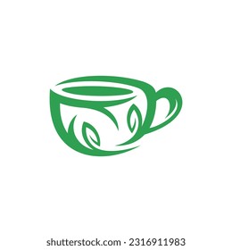 Kaffee Green Leaf Logo Design, Vorlage Sommer frische Vektorgrafik.