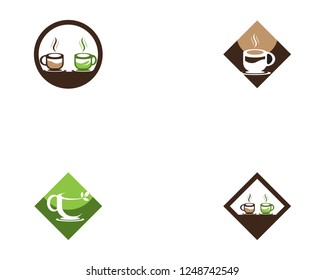 Coffee and green tea cup logo template