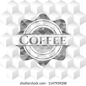 Coffee grey badge with geometric cube white background