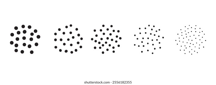 coffee grind different sizes from coarse to fine. Coffee sizes set particulate matters dust and pollution particles. Vector illustration