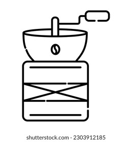 Coffee grinder black and white vector line icon