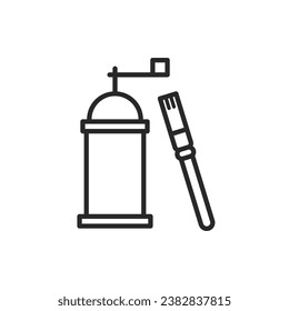 Coffee grinder and brush. Simple vector icon.