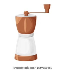 Coffee grinder cartoon realistic vector illustration, isolated colorful icon.