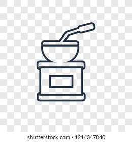 Coffee grinder concept vector linear icon isolated on transparent background, Coffee grinder concept transparency concept in outline style