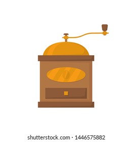 coffee grinder with copper lid, vector in flat style