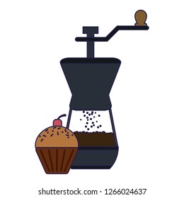 coffee grinder and cupcake