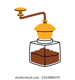 Grinder de café como dispositivo para la ilustración vectorial de preparación de bebidas aromáticas