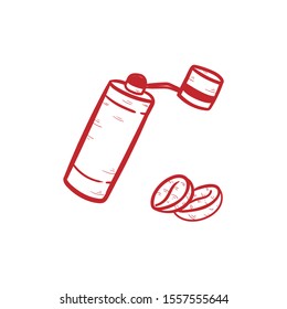 coffee grinder doodle icon vector hand drawing 