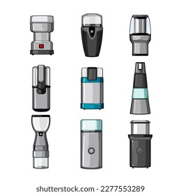 coffee grinder electric set cartoon. caffeine mill, kitchen brown, food roasted, beverage drink, espresso coffee grinder electric vector illustration