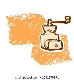 Coffee Grinder and Empty Space Sketch. Concept Vector Artwork with copy Space. Ideal for Food Price Labeling and Poster Layouts.