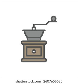coffee grinder filled outline icon. grinder color line illustration.