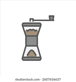 coffee grinder filled outline icon. grinder color line illustration.