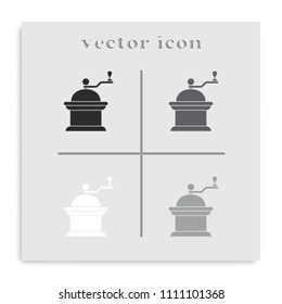 Coffee grinder flat black and white vector icon.