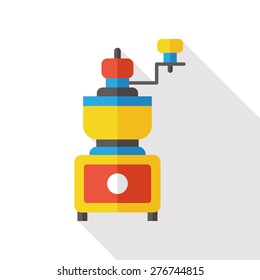 coffee grinder flat icon with long shadow