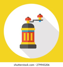 coffee grinder flat icon with long shadow