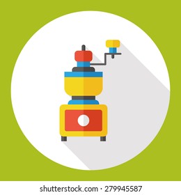coffee grinder flat icon with long shadow