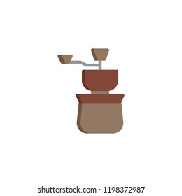 Coffee Grinder flat icon, vector sign, colorful pictogram isolated on white. Handle grinder symbol, logo illustration. Flat style design