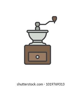 Coffee grinder flat line colored icon.