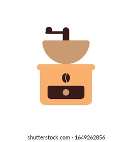 Coffee grinder flat style icon design of time drink breakfast beverage morning store aroma and caffeine theme Vector illustration