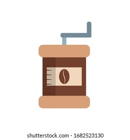 Coffee grinder flat style icon design of time drink breakfast beverage shop morning store aroma and caffeine theme Vector illustration