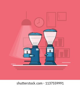 Coffee grinder flat vector design.