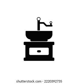 Icono de Grinder de café en glifo plano negro, estilo relleno aislado en fondo blanco