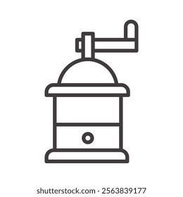 Coffee Grinder Icon Depicting a Manual Grinding Tool in Black and White