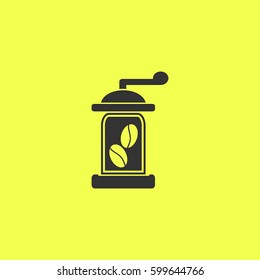 Coffee grinder icon flat. Black pictogram on white background. Vector illustration symbol and bonus button