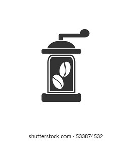 Coffee grinder icon flat. Illustration isolated on white background. Vector grey sign symbol