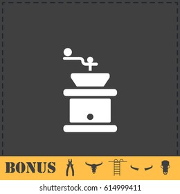 Coffee grinder icon flat. Simple vector symbol and bonus icon