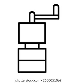 coffee grinder icon flat thin outline art logo