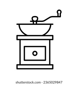 Coffee grinder icon. Grinding and mill machine for making espresso drink, pictogram on white background. Vector Illustration