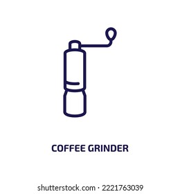 coffee grinder icon from kitchen collection. Thin linear coffee grinder, grinder, machine outline icon isolated on white background. Line vector coffee grinder sign, symbol for web and mobile
