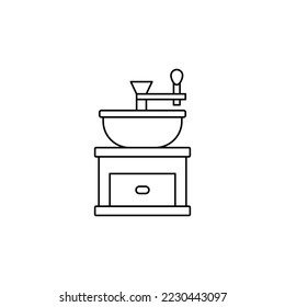 Icono de Grinder de café en el icono de estilo de línea, aislado en el fondo blanco