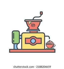 Coffee Grinder icon. Lineal color style. Can be used for web and mobile.