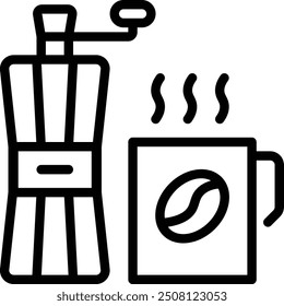 Icono de molinillo de café. Icono de molinillo de café manual