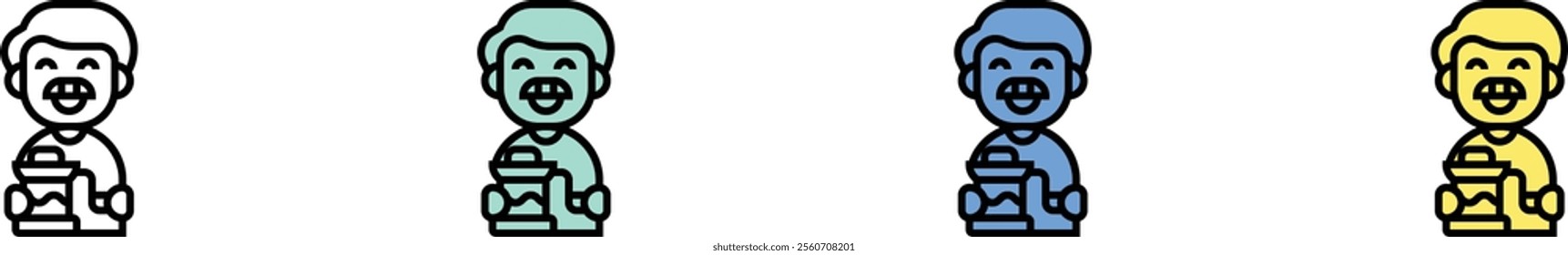 coffee grinder icon. Outline, Green, Blue and Yellow Style Design Isolated On White Background