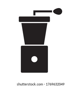 icono de moler de café sobre fondo blanco, estilo de silueta, ilustración vectorial