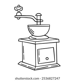coffee grinder icon over white background, line style, vector illustration